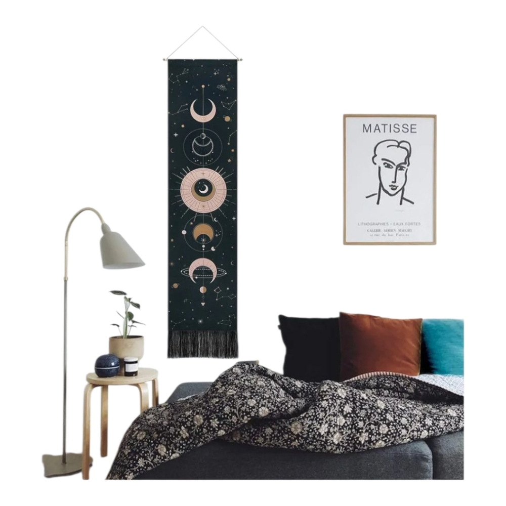 Moon Phases Wall Hanging & Triple Goddess Laser Etched Crystal Ball - Picture 3 of 5